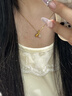 中國黃金（CHINA GOLD）開(kāi)心果黃金項鏈足金金鑲玉吊墜女和田玉項鏈情人節生日禮物送女友 足金吊墜_約0.3g【贈銀鏈】玫瑰禮盒 曬單實(shí)拍圖
