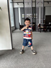 迪士尼（Disney）哪吒衣服男童無袖套裝夏季條紋背心2025新款帥氣男寶寶夏款兩件套 灰色 亮燈 120 cm(建議105-115cm 4-6周歲) 曬單實拍圖