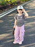 FIDQIOG國際品牌女童寬松短袖工裝套裝寶寶休閑兩件套時髦夏日2025新款 粉紅色 110 cm 【建議98-105cm 】 曬單實拍圖