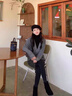 羅蒙（ROMON）高級感針織衫女2025秋冬新款高領(lǐng)美麗奴羊毛毛衣女撞色假兩件上衣 灰色 均碼 /155-90斤-170-120斤 曬單實拍圖