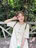 愛 西娜女大童連衣裙夏季2025新款初中生夏裝中長款裙子夏款韓版寬松15歲 米色 170 cm 曬單實拍圖