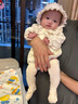 兔兔大文新生嬰幼兒帽子春秋季薄款0-3-6-12個(gè)月女寶寶護鹵門(mén)耳可愛(ài)帽初生 太陽(yáng)花米色宮廷帽 帽圍39-49cm（建議3-18個(gè)月） 曬單實(shí)拍圖
