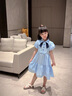 G.DUCKKIDS小黃鴨童裝女童連衣裙夏裝兒童洋氣學(xué)院風(fēng)夏季女孩短袖公主裙子 泡泡袖學(xué)院風(fēng)裙 120 (建議105-115cm 4-5.2周歲) 曬單實(shí)拍圖