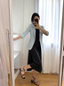 源菲埡藍色七分袖西裝外套女夏季薄款2025新款休閑小西服職業(yè)兩件套裝 單件淺藍色西裝 L 曬單實(shí)拍圖