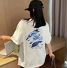 倉石一樹(shù) KAZUKI KURAISHI潮牌時(shí)尚夏季梵高星空短袖t恤男士款ins潮牌流寬松情侶裝百搭上衣 白色 XL （140-160斤） 曬單實(shí)拍圖