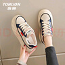 唐獅（TonLion）女鞋2025春夏季厚底板鞋女士學(xué)生休閑鞋子女增高運(yùn)動(dòng)鞋 藍(lán)色 37 曬單實(shí)拍圖