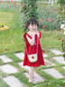 G.DUCKKIDS小黃鴨女寶寶夏裝連衣裙2025夏季新款兒童小女孩背心裙女童裙子 紅色連衣裙 100 (建議90-98cm 2-3周歲） 曬單實(shí)拍圖