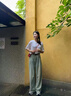 塔馳密司 TOUCH MISS淺色牛仔褲寬松直筒高腰闊腿長褲女月光冰藍天絲垂順直筒神褲 月光冰藍 S 曬單實拍圖