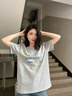 LAGOGO海島計劃新疆棉百搭度假T恤女拉谷谷2025年夏新款印花短袖 灰色 L 曬單實(shí)拍圖