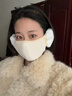KINGXIAOJING德國口罩冬天防風(fēng)防寒保暖耳罩女冬季加絨護耳二合一面罩面紗耳套 米白色【主圖色】 曬單實(shí)拍圖