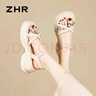 ZHR厚底涼鞋女水鉆氣質(zhì)夏季女鞋輕便簡(jiǎn)約羅馬涼鞋女 CE16 米色  37  曬單實(shí)拍圖