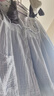 家の時光（Ht-home）月子服純棉夏季款薄款紗布孕婦睡衣女懷孕期產(chǎn)婦產(chǎn)后哺乳衣家居服 【胸前碎花繡花款】淺藍(lán) M碼 推薦105-125斤 曬單實(shí)拍圖
