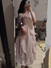 妙奕嘉新品連衣裙女裙子衣服女裝夏季2025年新款小個子純欲公主裙沙灘裙 收腰不規(guī)則甜美長裙粉色 M 【建議110-120斤】 曬單實拍圖