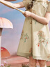 ASK JUNIOR國(guó)風(fēng)新中式女童連衣裙2025夏兒童古風(fēng)印花紗面旗袍裙 杏色  170  曬單實(shí)拍圖