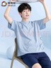 英博倫青少年短袖套裝夏季男大童純棉睡衣中學(xué)生家居服套240淺蘭 175 曬單實(shí)拍圖