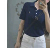 Hush Puppies【細膩柔軟】暇步士女裝2025夏季舒適百搭氣質短袖POLO衫 灰藍色 S 曬單實拍圖