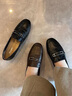 拔佳（Bata）樂(lè)福鞋女秋商場(chǎng)新款英倫復(fù)古羊皮軟底一腳蹬單鞋AMV44CA4 黑色 37 曬單實(shí)拍圖