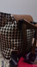 袋鼠真皮雙肩包女頭層牛皮女包2024七夕千鳥(niǎo)格時(shí)尚百搭立體小背包 千鳥(niǎo)格 曬單實(shí)拍圖