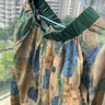 蘑菇同學(xué)苧麻印花休閑褲女寬松女褲新款夏裝復(fù)古顯瘦燈籠褲盤扣薄款七分褲 綠色圓圈花 XXL【建議145-165斤】 曬單實(shí)拍圖