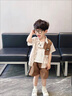 G.DUCKKIDS小黃鴨童裝男童秋裝套裝新款兒童衣服寶寶刺繡小狗外套休閑三件套 黃色 90 建議1~2歲【 80-90cm】cm 曬單實拍圖