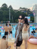 麓格立 比基尼女泳衣新款海邊泡溫泉泳衣性感復古長袖罩衫分體度假泳裝 棕色比基尼【建議80-120斤】 曬單實拍圖