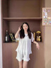 津炳勝睡衣女帶胸墊夏季公主風(fēng)可外穿閨蜜甜美高級(jí)感薄款短袖短褲家居服 白色五分袖兩件套【固定胸墊】 M 【建議70-90斤】 曬單實(shí)拍圖