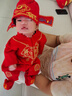 DUTRIEUX周歲禮服男寶寶女抓周衣服嬰兒夏季滿月百天生日宴連體衣唐裝 標準長袖套裝【狀元帽+福襪】 66 【12-14斤】百天穿 曬單實拍圖