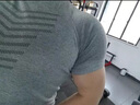 牧唯鯊魚紋收口健身短袖男夏季顯肌肉運動緊身訓練服速干彈力修身T恤 灰色 上身一秒顯大 XL [建議130-150斤] 曬單實拍圖