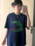 WASSUP鱷簡(jiǎn)約百搭潮流tee情侶短袖T恤2025夏季寬松純棉男女圓領(lǐng)上衣 藏青色 M 曬單實(shí)拍圖