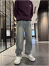 倉石一樹(shù)倉石一樹(shù)潮牌復古彎刀牛仔褲男士2026秋冬新款立體剪裁寬松休閑褲 藍色 XL 曬單實(shí)拍圖