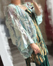 三吉黑花【碎碧】國風(fēng)新中式上衣人絲燒花短袖襯衫外套女防曬洋氣 湖藍(lán) S 曬單實(shí)拍圖