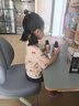 光明園迪燈桌一體兒童學習桌小學生書桌套裝可升降寫字桌課桌椅悅者120pro 悅者120 pro+A1-2卡其+藍椅套 曬單實拍圖