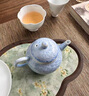 境坊間德化窯變泡茶壺一人飲家用陶瓷單壺茶水分離小清新女士提梁壺 沁藍冰晶-梨形壺 禮盒裝 曬單實拍圖