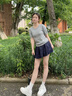 雪中飛針織短袖女2025夏季新款灰色圓領(lǐng)休閑t恤小個(gè)子簡(jiǎn)約百搭好看上衣 灰色070F(純色) M -160/84A-推薦95-110斤 曬單實(shí)拍圖