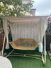 卡森哲秋千戶(hù)外吊籃庭院別墅露臺花園室外蕩椅搖籃坐躺兩用搖椅吊椅吊床 原木色帶蓬雙人秋千[帶坐墊抱枕] 1 曬單實(shí)拍圖