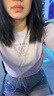 森馬（Semir）短袖t恤女寬松涼感上衣夏裝可愛(ài)刺繡印花圓領(lǐng)百搭正肩修身套頭衫 Z款-紫色調(diào)00377 S /155/80A 曬單實(shí)拍圖