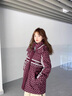 鴨鴨中長(zhǎng)款羽絨服女士2025年冬季新款潮流撞色連帽收腰顯瘦派克服外套 粉色 M 曬單實(shí)拍圖