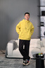 KAMA綠色衣服褂子長(cháng)袖套頭夾克衫2025新款秋季情侶微闊版型休閑外套 黃色 S 曬單實(shí)拍圖