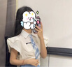 碧彩雅（BICAIYA）女大童夏裝新款洋氣初中生套裝中大童休閑襯衫短袖工裝褲兩件套潮 短袖襯衫+藍(lán)色工裝褲套裝 160 （M）碼 【建議90-105斤】 曬單實(shí)拍圖