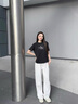 Calvin KleinJeans25夏季女士休閑通勤ck字母印花純棉針織短袖T恤47B864G UB1-太空黑 M 曬單實拍圖