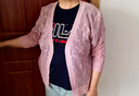 美安嘉新款中袖冰絲開(kāi)衫女外搭披肩薄款鏤空寬松遮陽(yáng)針織上衣空調衫 藕粉色-針織衫 輕薄 4XL 建議145-160斤-輕薄針織衫 曬單實(shí)拍圖