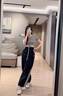 若盼新款美式秋季闊腿運(yùn)動(dòng)休閑褲女刺繡2025休閑褲運(yùn)動(dòng)褲寬松高腰長褲 藏青色 M 95-105斤 曬單實(shí)拍圖