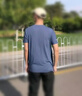 羅蒙短袖t恤男士夏季寬松休閑冰絲感打底衫速干衣服爸爸裝YK03灰藍(lán)2XL 曬單實(shí)拍圖