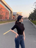 啄木鳥(niǎo)半高領(lǐng)中袖打底衫女春夏t恤內(nèi)搭2025新款五分袖修身上衣 黑色 XL 曬單實(shí)拍圖
