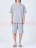 無印良品（MUJI）男式 涼感雙層紗織短袖睡衣套裝 男士家居服涼感物語25年夏季 灰色豎條紋 L -XL上裝180/104A下裝180/92A 曬單實拍圖