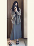 唐菓蜜連衣裙女夏季2025新款女裝韓版時尚百搭防曬衣吊帶裙顯瘦套裝裙子 灰色襯衫+灰色吊帶裙 M 曬單實拍圖