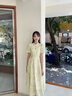 香影綠色新中式天絲連衣裙女2025夏裝新款高腰盤扣立領(lǐng)輕國風(fēng)裙子 果綠 S 155/80A/85-95斤 曬單實拍圖