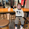 G.DUCKKIDS小黃鴨女童套裝春秋裝兒童寶寶衣服2025新款開春小女孩運動洋氣 熊貓條紋套裝 100 (建議90-98cm 2-3周歲） 曬單實拍圖