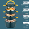 飯盒帶蓋上班族成人保溫飯桶不銹鋼保溫桶餐盒飯盒袋學(xué)生女便當盒 藍色 三層+餐具 曬單實拍圖