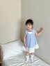 哈羅小黃鴨 HAL.DUCK女童夏季蝴蝶結連衣裙2025新款兒童裝洋氣公主裙女寶寶夏裝背心裙 天藍色 90 cm 曬單實拍圖